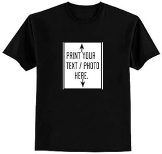 Customized and Personalized Photo or Text On Black T Shirt for Mens and Womens Pure Cotton.