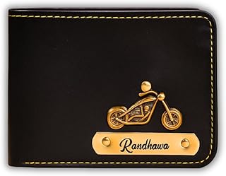 Men's Vegan Leather Personalized Customised Print Wallet with Customized Name | Customizable with Name | Birthday Gift for Him (Vegan Wallet), Black