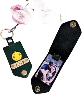 Memory Photo Keychain with Custom Name & Charm – Personalized Leather Key Holder for Men & Women – Ideal Personalized Gift for Couples, Friends, Family – Custom Photo Key Ring