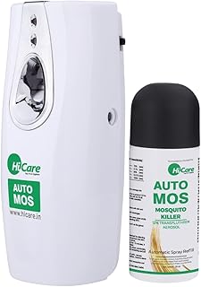 HiCare AutoMos Starter Pack | 24/7 Mosquito Repellent Machine with 90-Day Refill | Battery-Operated | No Smoke, No Odour | Safe for Kids & Pets | Cordless, Eco-Friendly Insect Protection