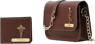 Customized Anniversary Gift for Couple | Personalized Leather Wallet and Women Sling Bag Couple Gift Set | Wedding Anniversary Valentine's Day Gift for Couples