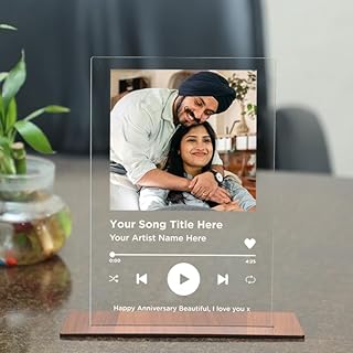 MITZVAH Customised Photo Frame with Stand|Table Top Frame|Anniversary & Birthday Gift|Spotify Plaque|Acrylic Photo Print Song (6"X9") (White)