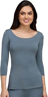(NYOE05 Ultra Light & Soft Thermal Wear for Women | Snug Fit Winter Warmer Top with Elbow Length Sleeves | Highly Insulating Microfibre Tshirt That Stay Hidden Under Clothes