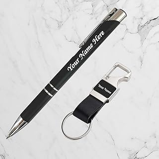 Personalized Pen and Keychain Gift Set with Name Engraving for Men & Women | Best Gift for him, her, boss, teacher, corporate