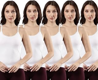 Solid Camisole for Women | 100% Cotton Fabric | Regular Fit | Women's Innerwear | Pack of 5