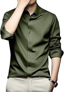 DEELMO Men's Stylish Solid Satin Casual Shirt for Men Full Sleeves| Poly Satin Silk Shirt