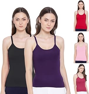 Women Super Combed Cotton Camisole, Under-Shirt, Stretchable and Body-Hugging, Pack of 5