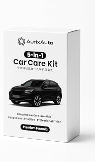 5 in 1 Car Care Kit Box – Dashboard Polish, Tyre Polish, Car Shampoo, Leather Wax & Scratch Remover (10 ml Sachets Each) | Complete Car Cleaning & Detailing Combo Pack