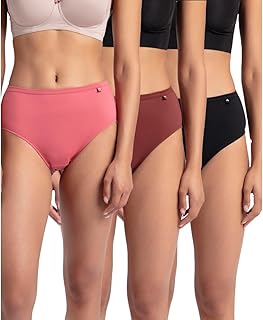1406 Women's High Coverage Super Combed Cotton Mid Waist Hipster with Concealed Waistband and Stay Fresh Treatment (Pack of 3_Colors & Prints May Vary)