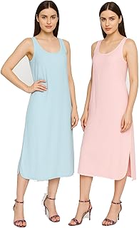 Women's Hosiery Cotton Full Length Camisole Long Inner Wear Slip-Kurti Petticoat Nighty Pack of 2 Pc