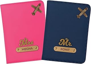 Personalised Vegan Textured Leather Passport Cover with Custom Name & Charm Stylish Passport | Perfect for Bulk Gifting | Gift for Him & Her (Pack of 2)