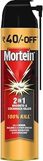 Mortein 600 ml - 2 in 1 Mosquito Killer & Cockroach Killer Spray - 600ml | All Insect Killer | Lemon Fragrance | 100% Kill Guarantee | Mosquito Repellent, Mosquito Spray Aerosol