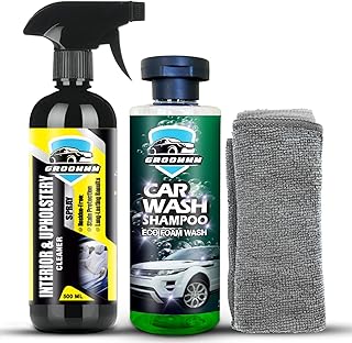 Car Wash Shampoo (250ML) & Interior Cleaning kit (500ml) Combo with Microfiber Cloth | Foam Shampoo For Bucket & Canon Wash | Car Interior polish | Best Seat & Sofa Cleaner