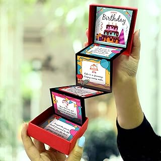 exciting Lives - Birthday Messages Popup Gift Box - Gift for Birthday, Anniversary, For Friends, Boyfriend, Girlfriend, Husband, Wife, Siblings - 8 x 8 x 2.5 cm