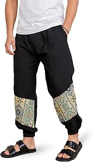 Aatman One Size Eco-Friendly Yippy Harem Pants for Men's Cotton Hippie Boho Baggy Style Yoga Pajama Jogger Pant with Pockets | Fits Waist Size 28 to 38 Inches