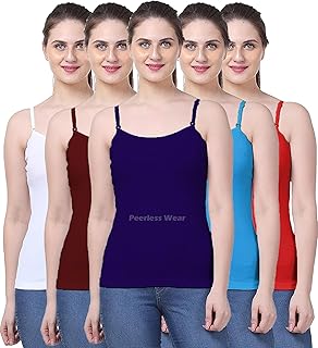 Camisole Slip Set of 5, Soft Cotton, Adjustable Straps, Multicolour