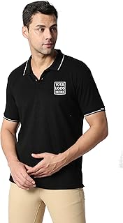 Wear Your Opinion Men's Pique Customization Polo Collar Neck T-Shirt Black