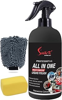 SidhiK Professional Car Care Cleaning Kit-(3 Product) of All in One Multipurpose High Gloss Liquid Polish(300ml) for Car, Motorbike, Household, Office Care | Polish Applicator| Microfiber Mitt-1700GSM
