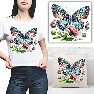S.A.V.I Butterfly Floral Iron-On Patch (1PC) – 7x8.5 Inch Heat Transfer Sticker for DIY T-Shirts, Hoodies, Pillows, Backpacks & More | Washable Multicolor Applique for Clothing & Accessories | Easy Application