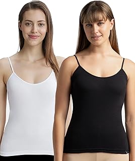1487 Women's Super Combed Cotton Rib Camisole with Adjustable Straps and Stay Fresh Treatment (Pack of 2)