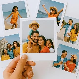 Brandian 16 Customised Mini Photo Prints Custom Small Photo Prints for Gifting Albums and DIY Projects Long Lasting Color 4 X 3 Inches White (Pack of 16)