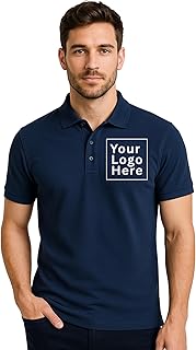 Unisex Cotton Regular Fit Samsh - Customized & Personalized Collar T-Shirt with Logo, Photo, Company Name, Text. Customized Polo T-Shirt Colour- Black, White, Nevi Blue & Grey, 2XL