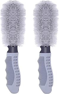 Autofy Rim Tyre Cleaner Brush [**Pack Of 2**] Car Cleaning Brush For Rim Cleaning Liquid Nylon Bristles Car Microfiber Duster Perfect For Tire Rubber Car Accessories,Grey