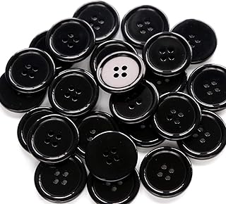 Spongy 0.75 inch Sewing Flatback 4 Holes Resin Round Black Buttons for Clothes Knitting Dress Making Art & Crafts Decoration Daily Use Shirt Coat Blazer Buttons for Men and Women Pack of 50
