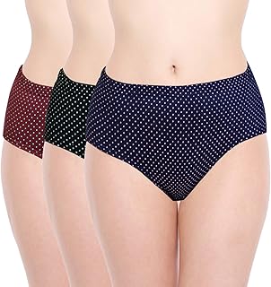 100% Cotton Dark Dots Set of 3 Panties for Women | Women's 100% Cotton Antibacterial Underwear | Soft & Breathable Fabric | Available in Plus Size | Multicolour