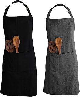 Cotton Apron for Kitchen-Adjustable Belt-Unisex Apron with Utility Pocket-Cooking Kitchen Apron-Free Size