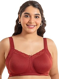 (NYB190 Cotton Non Padded & Non Wired Everyday Lace Bra for Women | Full Coverage Bra with Super Soft Wide & Thick Straps