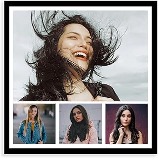 Art Street Personalised & Customized Collage Photo Frame with 4 Photo Upload, Photo Print with Framed For Friends & Family, Birthday, Anniversary, Couple, Gifts (Black, 12x12 Inch)