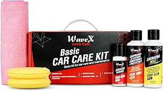 Wavex Car Cleaning Kit Contains Polish Carnauba Wax, Dashboard Polish, Scratch Remover, Premium Microfiber Cloth, 2- Ultra Fine Foam Applicators