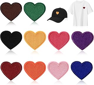 Iron On Patches, 10 Heart Embroidery Patches for Clothing, DIY Fashion Decoration, Easy to Apply Sew On Patches, Creative Fabric Repair Solution