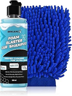 Microfiber Cloth Wash Mitt Glove & Foam Blaster Car Wash Shampoo Combo | Concentrate Form With Thick Foam to Remove Dirt & Grime For Car & Bike Exterior Cleaning (Pack of 2)(500 ML)