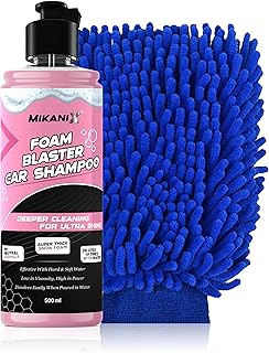 Microfiber Cloth Wash Mitt Glove & Foam Blaster Car Wash Shampoo Combo | Concentrate Form With Thick Foam to Remove Dirt & Grime For Car & Bike Exterior Cleaning (Pack of 2)(500 ML)
