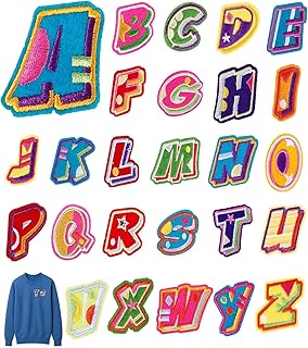 26PCS Embroidery Patches for Clothing, Iron on Patches, Cloth Stickers Patch, Alphabet Letters for DIY Craft, Personalized Fabric Applique for Clothes Repair and Customization
